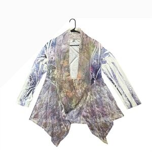 Ethereal Fairy Core Coveri Marie Floral‎ Lace Embellished Draped Cardigan